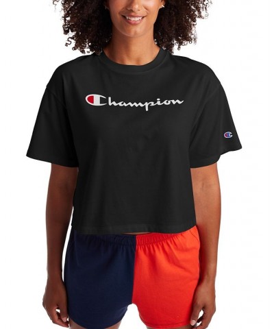 Women's Logo Cropped T-Shirt Black $11.79 Tops