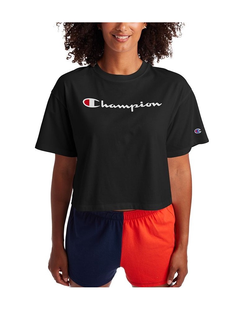 Women's Logo Cropped T-Shirt Black $11.79 Tops