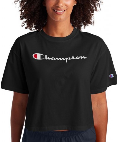 Women's Logo Cropped T-Shirt Black $11.79 Tops