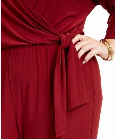 Plus Size Surplice Jumpsuit Red $21.66 Pants