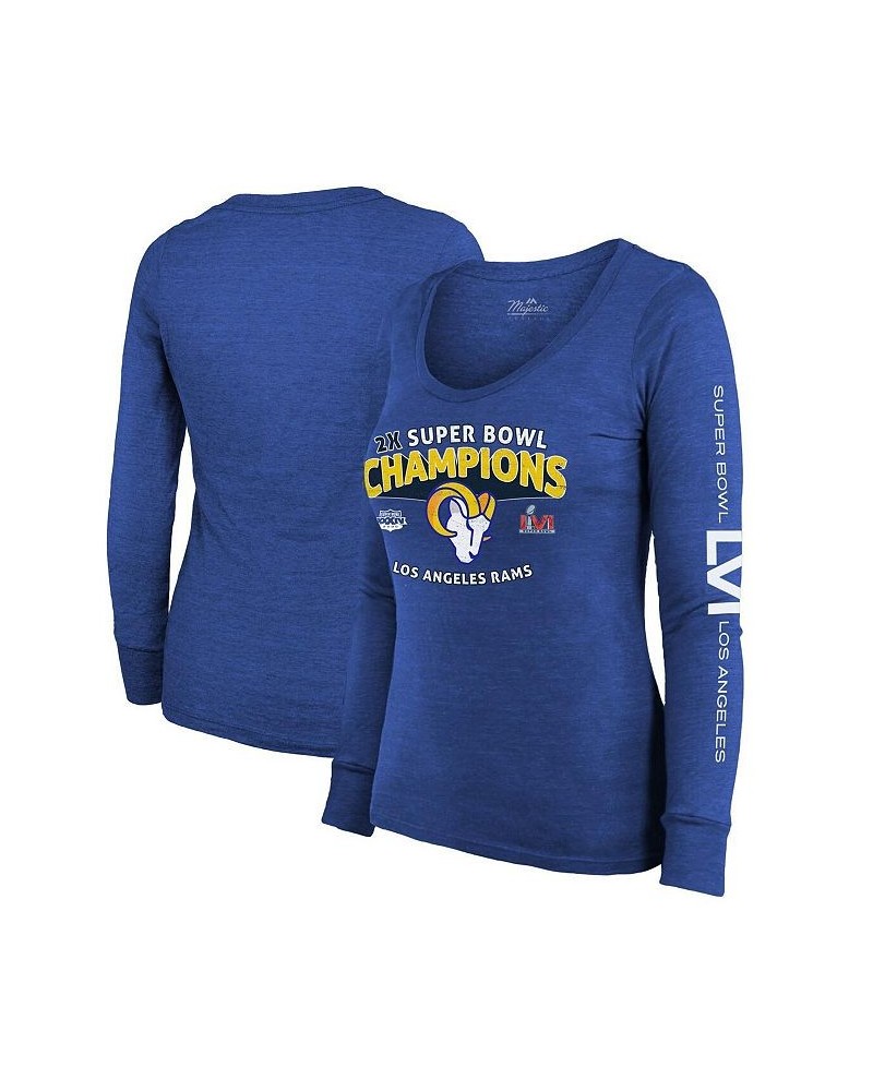 Women's Los Angeles Rams 2-Time Super Bowl Champions Sky High Tri-Blend Long Sleeve Scoop Neck T-shirt Heathered Royal $25.52...