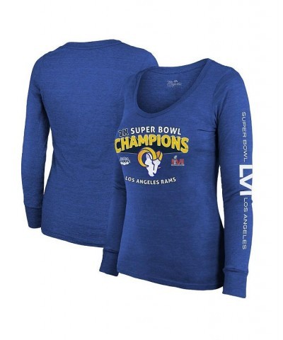 Women's Los Angeles Rams 2-Time Super Bowl Champions Sky High Tri-Blend Long Sleeve Scoop Neck T-shirt Heathered Royal $25.52...