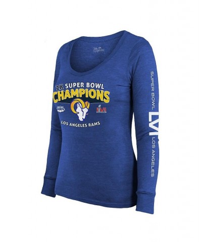 Women's Los Angeles Rams 2-Time Super Bowl Champions Sky High Tri-Blend Long Sleeve Scoop Neck T-shirt Heathered Royal $25.52...