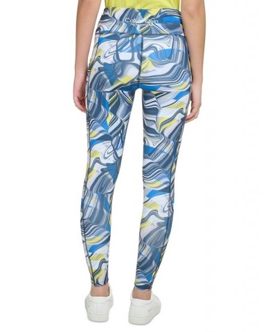 Women's High-Waisted Side-Pocket Leggings Marble Wave Space $23.06 Pants