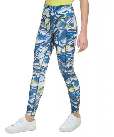 Women's High-Waisted Side-Pocket Leggings Marble Wave Space $23.06 Pants