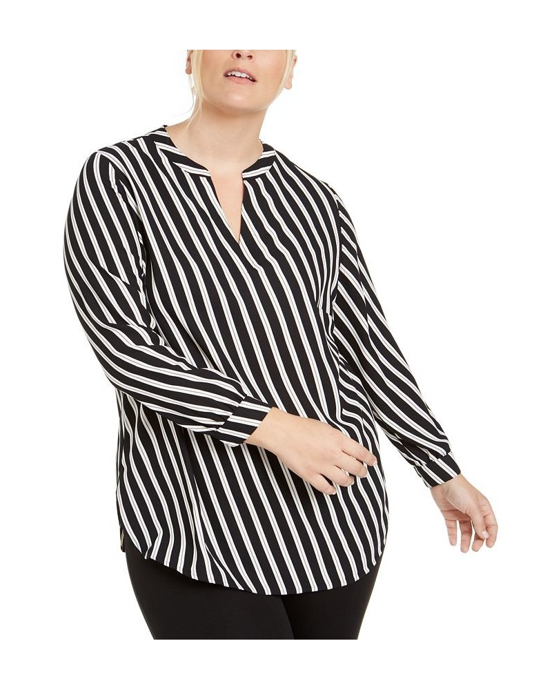 Plus Size Striped Blouse Anne Black $30.43 Tops