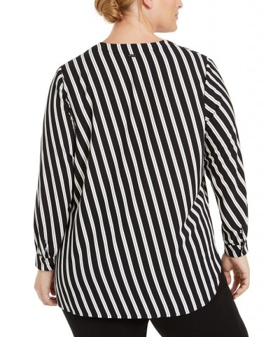 Plus Size Striped Blouse Anne Black $30.43 Tops