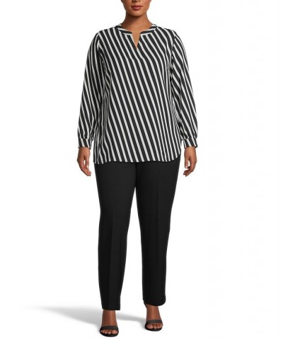 Plus Size Striped Blouse Anne Black $30.43 Tops