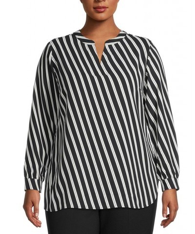 Plus Size Striped Blouse Anne Black $30.43 Tops