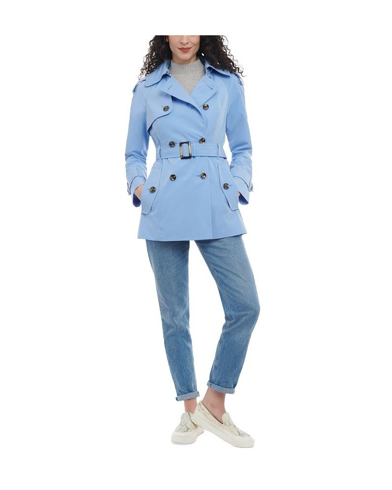 Women's Double-Breasted Belted Trench Coat Blue $48.36 Coats