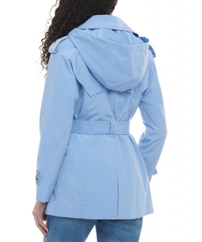 Women's Double-Breasted Belted Trench Coat Blue $48.36 Coats