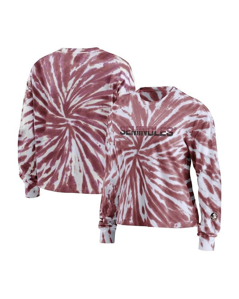 Women's Garnet Florida State Seminoles Tie-Dye Long Sleeve T-shirt Garnet $32.99 Tops