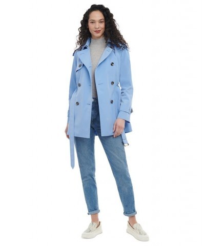 Women's Double-Breasted Belted Trench Coat Blue $48.36 Coats