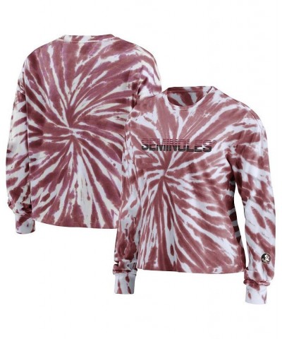 Women's Garnet Florida State Seminoles Tie-Dye Long Sleeve T-shirt Garnet $32.99 Tops