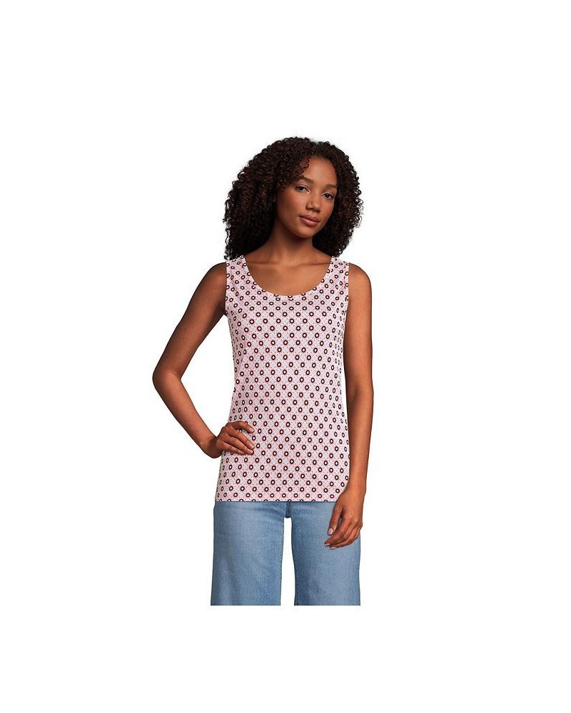 Women's Petite Cotton Tank Top Wood lily medallion tile $20.85 Tops