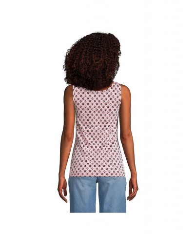 Women's Petite Cotton Tank Top Wood lily medallion tile $20.85 Tops