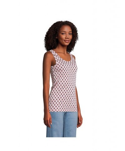 Women's Petite Cotton Tank Top Wood lily medallion tile $20.85 Tops