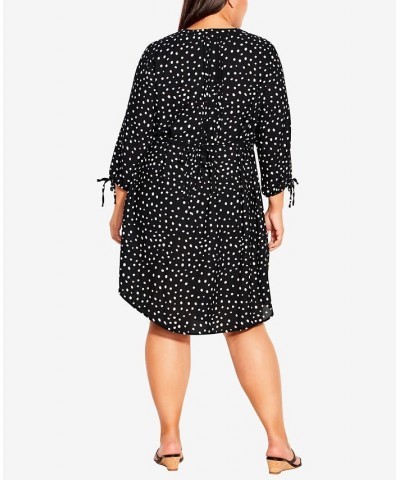 Plus Size Woven Print Shirt Dress Black Spot $24.13 Dresses