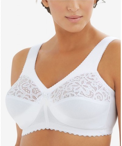 Women's Full Figure Plus Size MagicLift Cotton Wirefree Support Bra White $21.34 Bras