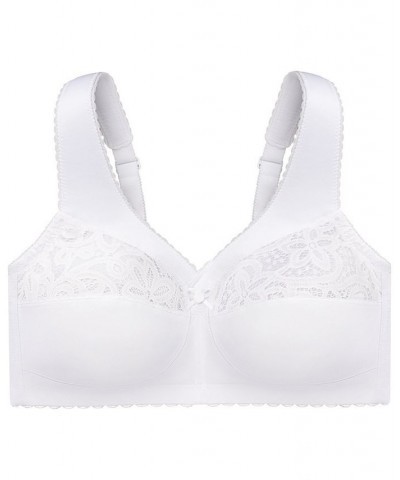 Women's Full Figure Plus Size MagicLift Cotton Wirefree Support Bra White $21.34 Bras