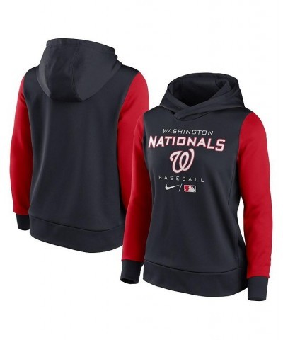 Women's Navy and Red Washington Nationals Authentic Collection Pullover Hoodie Navy, Red $47.69 Sweatshirts