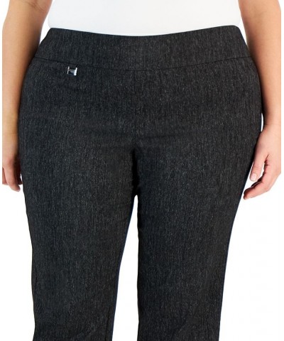 Plus Size Jacquard Tummy-Control Capri Pants Black Jacquard $14.35 Pants