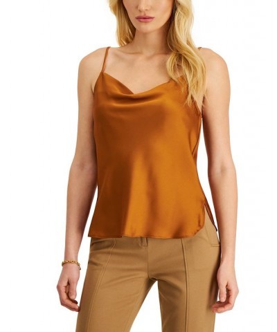 Women's Solid-Color Matte Sateen Camisole Top Cognac $92.25 Tops