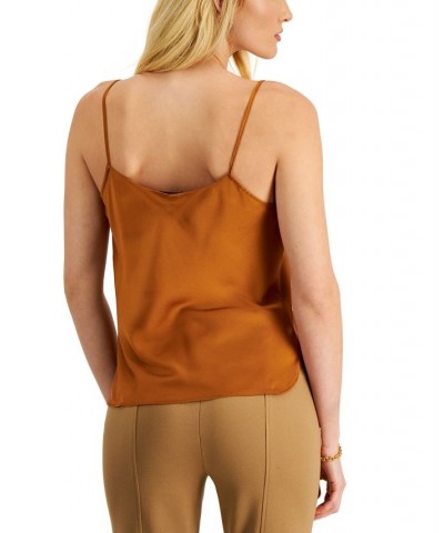 Women's Solid-Color Matte Sateen Camisole Top Cognac $92.25 Tops