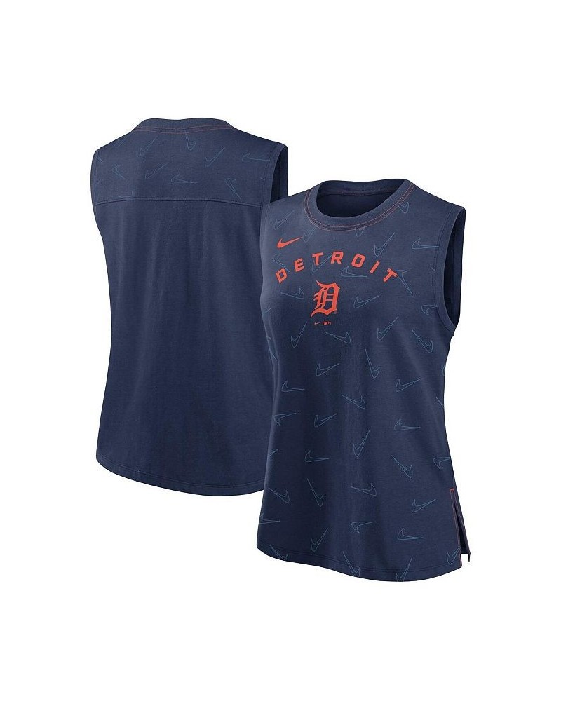 Women's Navy Detroit Tigers Muscle Play Tank Top Navy $25.99 Tops