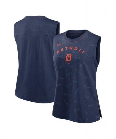 Women's Navy Detroit Tigers Muscle Play Tank Top Navy $25.99 Tops