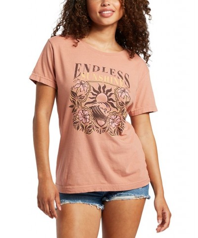 Juniors' Endless Sunshine Cotton Short-Sleeve T-Shirt Cork $27.00 Tops