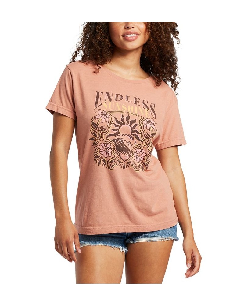 Juniors' Endless Sunshine Cotton Short-Sleeve T-Shirt Cork $27.00 Tops