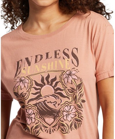 Juniors' Endless Sunshine Cotton Short-Sleeve T-Shirt Cork $27.00 Tops