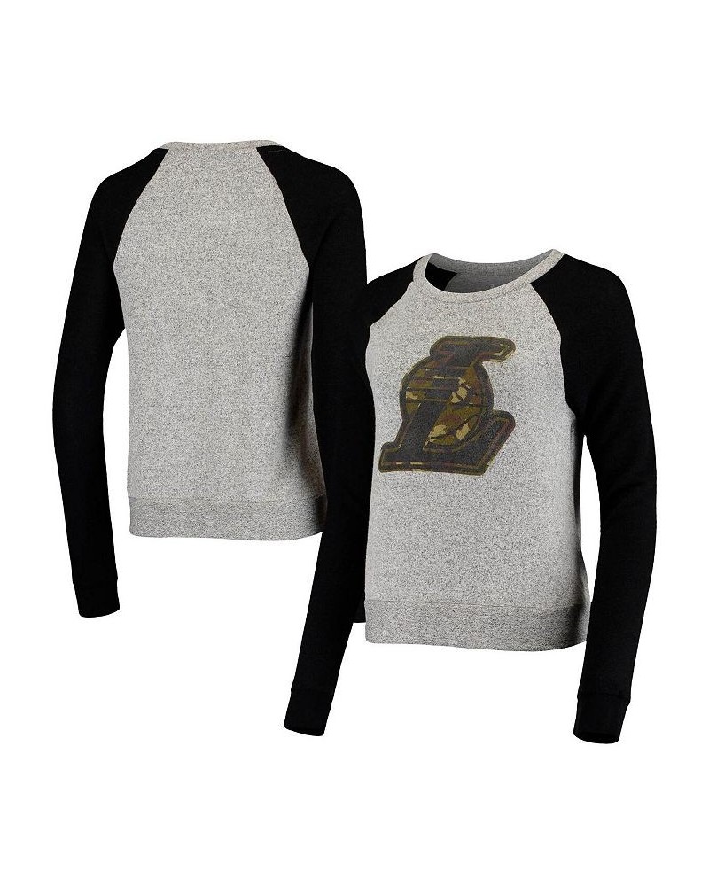 Women's Branded Gray Prestige Camo Raglan Crew Neck Sweatshirt Gray $34.79 Sweatshirts