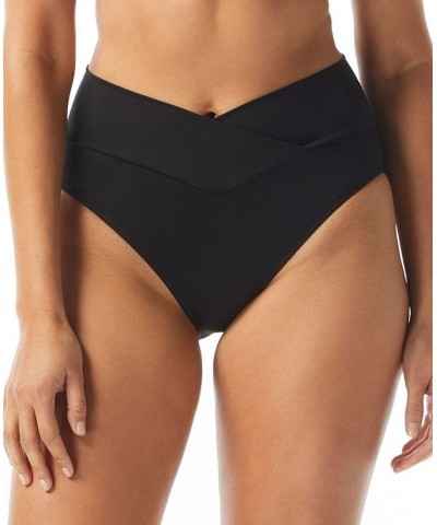 Women's Serene V-Waist Crossover Bikini Bottoms Black $28.52 Swimsuits