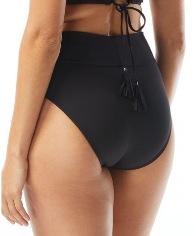 Women's Serene V-Waist Crossover Bikini Bottoms Black $28.52 Swimsuits