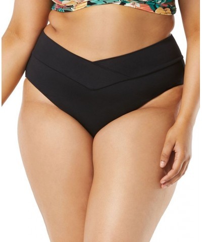 Women's Serene V-Waist Crossover Bikini Bottoms Black $28.52 Swimsuits