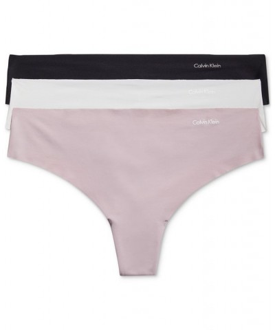 Women's Invisibles 3-Pack Thong Underwear QD3558 Nirvana/bright White/black $20.70 Panty