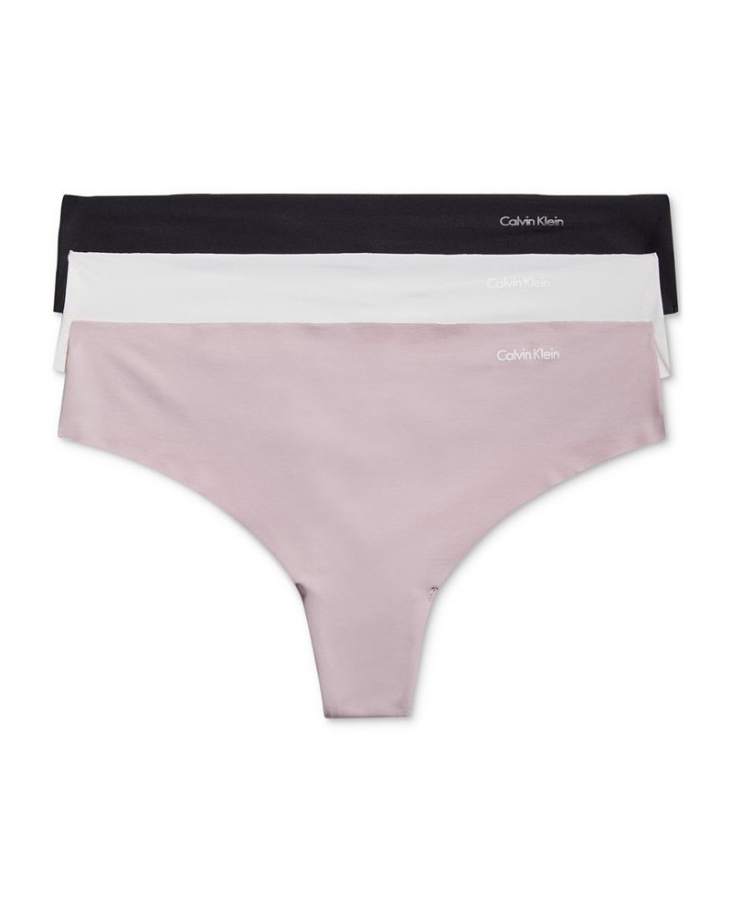 Women's Invisibles 3-Pack Thong Underwear QD3558 Nirvana/bright White/black $20.70 Panty