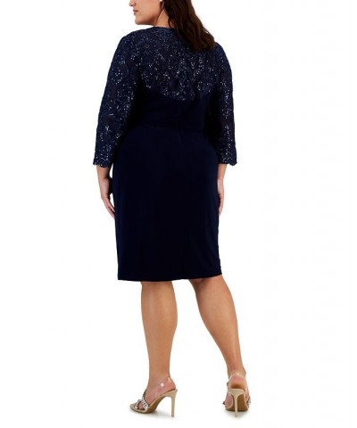 Plus Size 3/4-Sleeve Jersey Sheath Dress Navy $76.65 Dresses