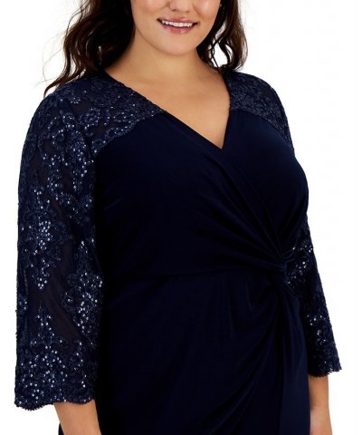 Plus Size 3/4-Sleeve Jersey Sheath Dress Navy $76.65 Dresses