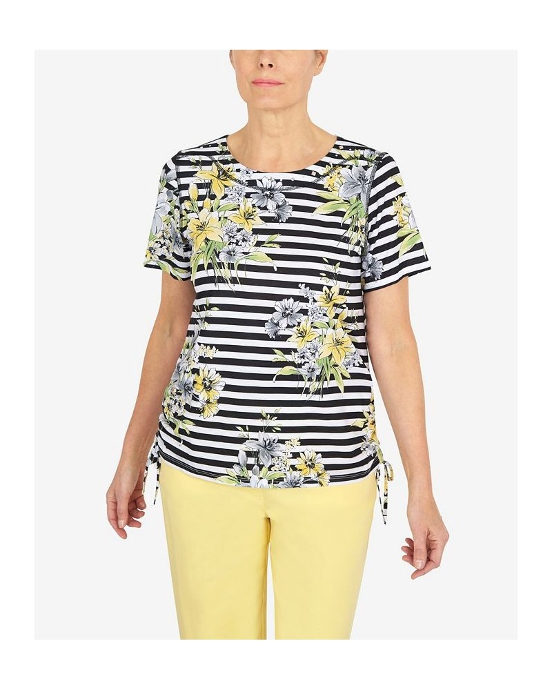 Petite Summer In The City Flower Bouquet Striped T-shirt Multi $33.36 Tops