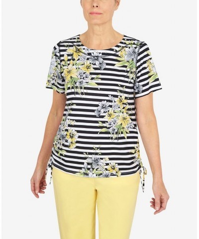 Petite Summer In The City Flower Bouquet Striped T-shirt Multi $33.36 Tops