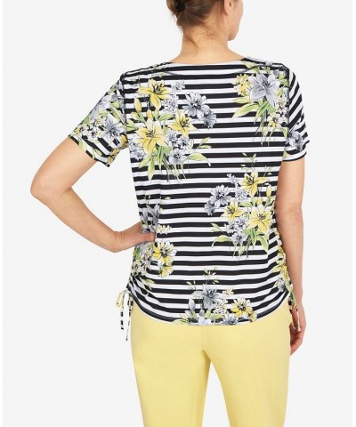 Petite Summer In The City Flower Bouquet Striped T-shirt Multi $33.36 Tops