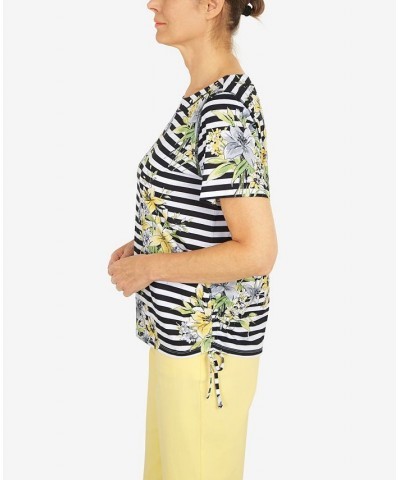 Petite Summer In The City Flower Bouquet Striped T-shirt Multi $33.36 Tops