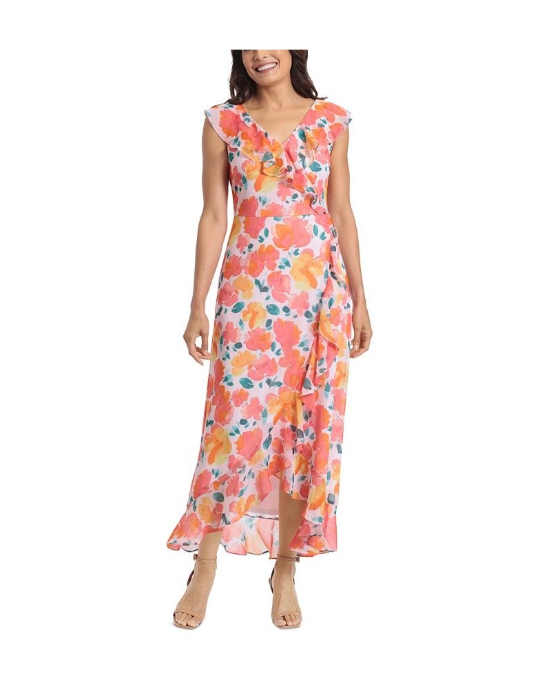 Petite Printed Ruffled Faux-Wrap Maxi Dress Blush/Pink $32.70 Dresses