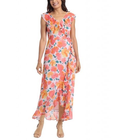 Petite Printed Ruffled Faux-Wrap Maxi Dress Blush/Pink $32.70 Dresses