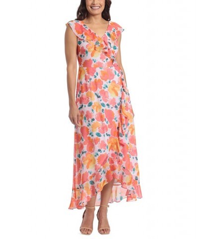 Petite Printed Ruffled Faux-Wrap Maxi Dress Blush/Pink $32.70 Dresses