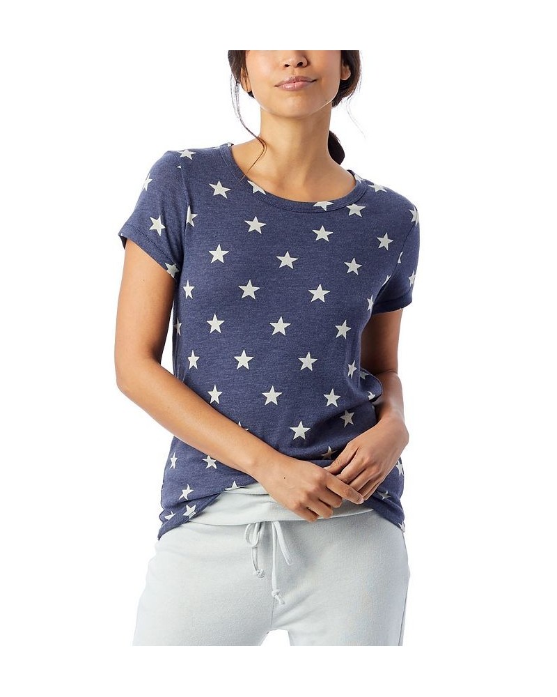 Women's Ideal Printed Eco-Jersey T-shirt Indigo Stars $12.00 Tops