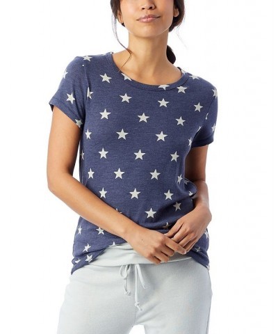 Women's Ideal Printed Eco-Jersey T-shirt Indigo Stars $12.00 Tops